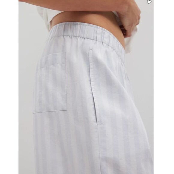 Soma Cotton Pajama Pants Size S Light Blue White Stripe Drawstring Waist Pockets - Picture 4 of 6